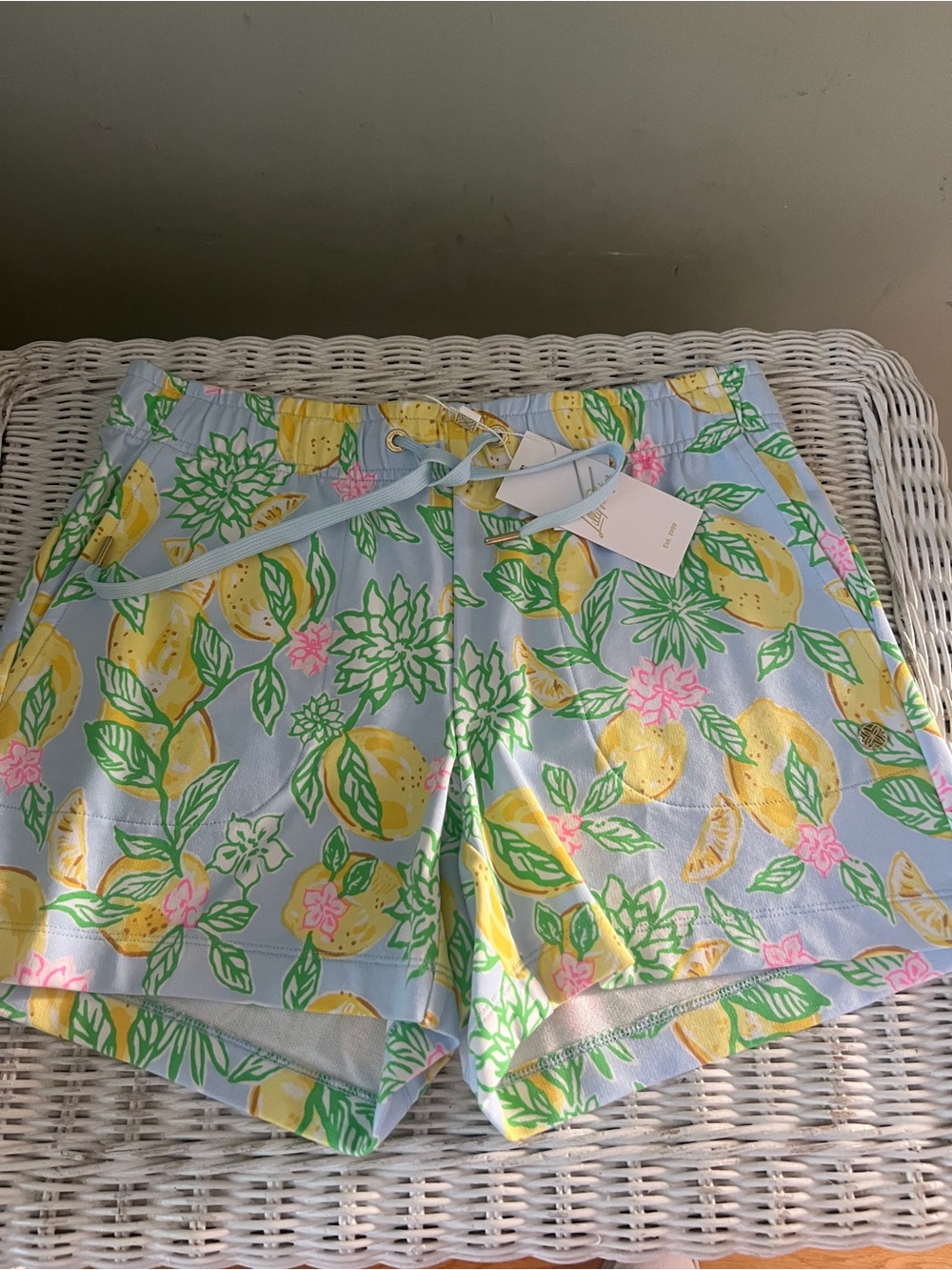 NWT Lilly Pulitzer Loxley Knit Shorts Bluette Make Lemonade XS